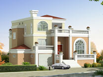 帶車庫及露臺錯層別墅設計全套圖紙及效果圖_別墅設計圖紙,農村房屋設計圖