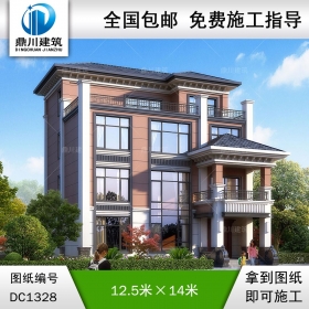 四層簡歐復式別墅施工圖紙及效果圖_農村自建別墅設計,鼎川建筑