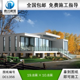 現代架空一層帶別墅效果圖及施工圖紙_農村自建別墅設計,鼎川建筑